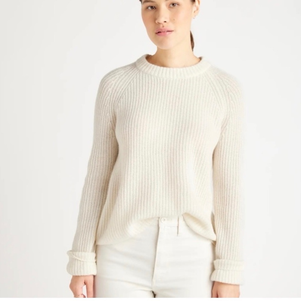 Quince women’s 100% cashmere Ribbed Crewneck Sweater size medium